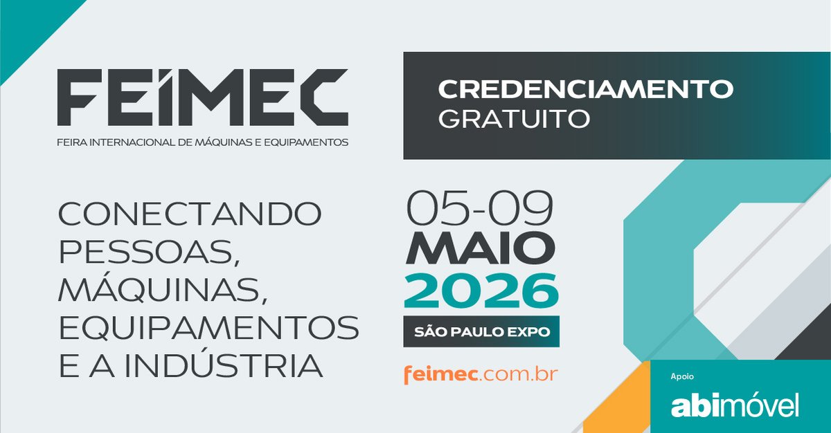 abimovel's tweet photo. ABIMÓVEL reforça integração industrial com apoio à FEIMEC 2026. Parceria com a Informa Markets aproxima a indústria moveleira do ecossistema de máquinas e equipamentos; evento ocorre no mês de maio em São Paulo. Saiba mais: https://t.co/SvsQ9alP1V https://t.co/8z1IoW9h7X