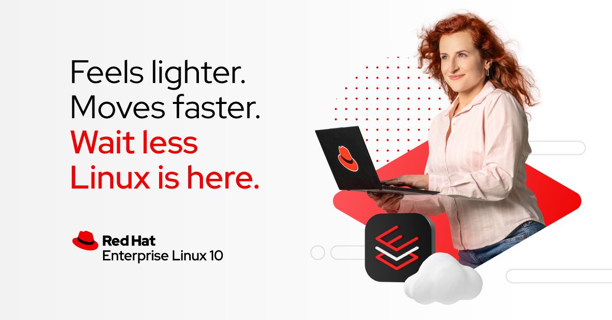 RedHat's tweet photo. 3 years of work. Thousands of contributors. One major reveal. 

Go behind the scenes of the #RHEL 10 launch at #RHSummit 2025 and hear from the engineers who built it: https://t.co/tjoOiEa4A9 https://t.co/d4hsl5q7m7