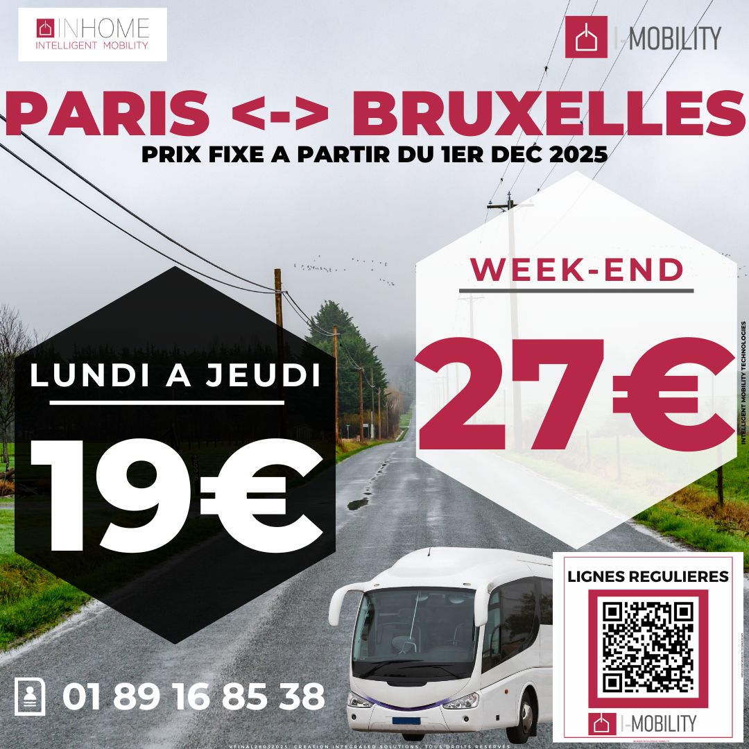 iMobility_IMT's tweet photo. 🚗 24 janvier : avec I-MOBILITY, sans surprise sur le prix.
➡️ Paris ⇄ Bruxelles
• 19 € du lundi au jeudi
• 27 € du vendredi au dimanche

➡️ Île-de-France
• 11 € Paris intra-muros
• 25 € jusqu’à 30 km
• 37,5 € au-delà

I-MOBILITY, la solution à votre mobilité. https://t.co/Pd049nPcPP