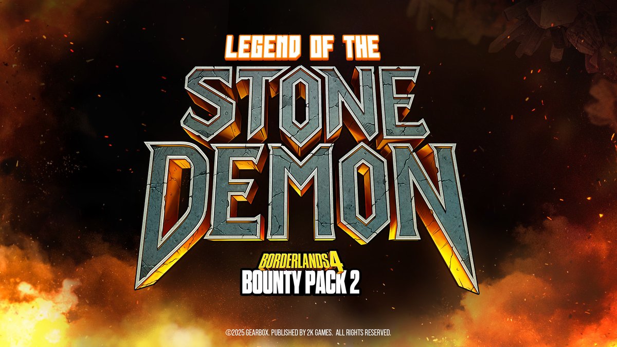 You won't have to wait long for our next Bounty Pack! Legend of the Stone Demon arrives on February 26, 2026, alongside a Major Update that adds Pearlescent gear to Borderlands 4

Learn more: borderlands.2k.com/borderlands-4/…