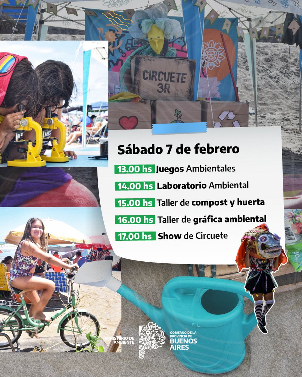 ambientepba's tweet photo. ☀️🏖️ Llegamos a Monte Hermoso 

Arranca el último finde de EcoVerano, donde vamos a estar acompañando a las y los bonaerenses de vacaciones con shows, talleres, juegos y mucho más para aprender y divertirnos. 

Buscanos 🤍✨ https://t.co/IVrPYtwX5U