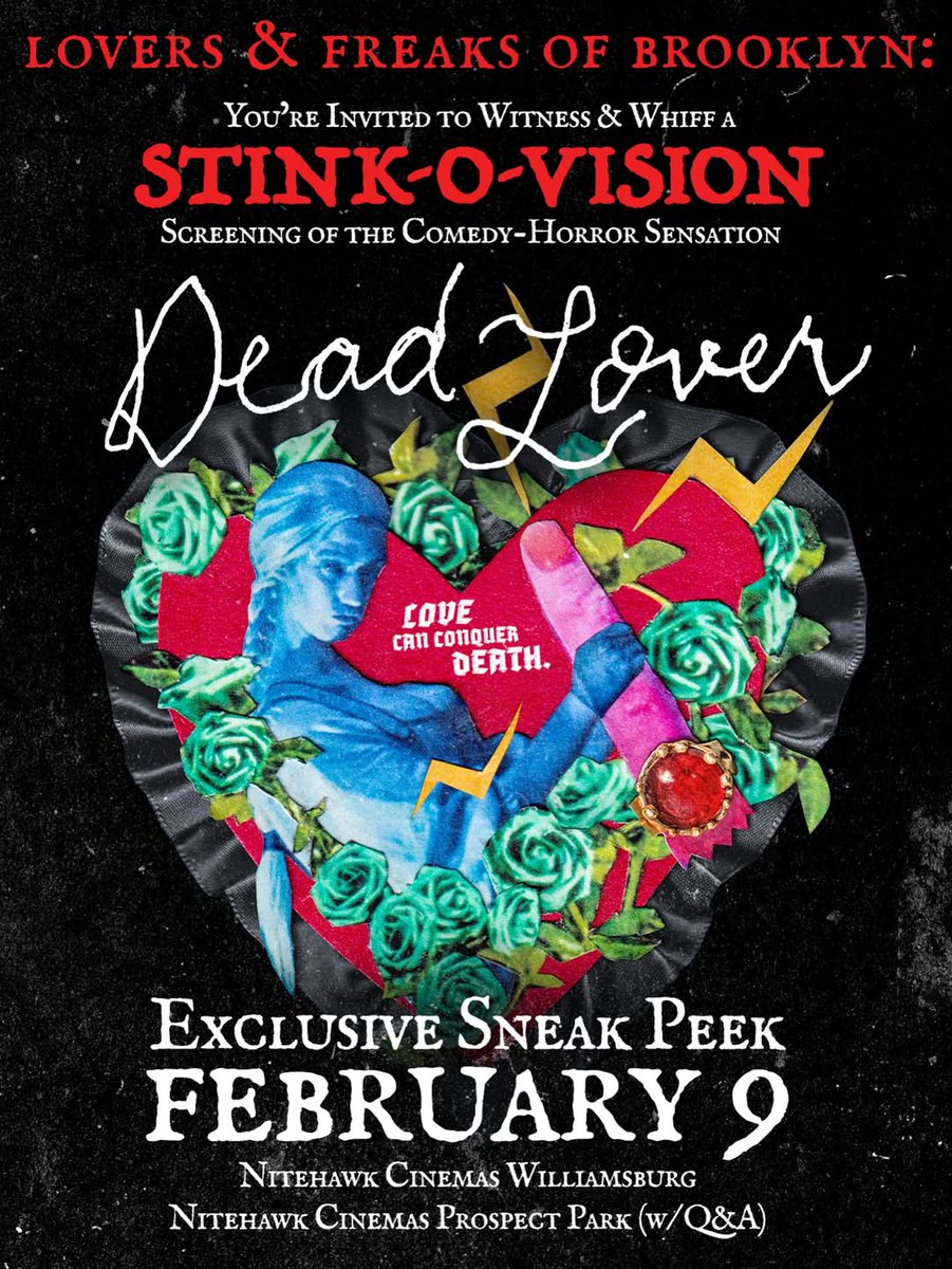 BHFF fam🥀 You’re invited to a STINK-O-VISION screening of the comedy-horror DEAD LOVER on Feb 9th at <a href="/nitehawkcinema/">Nitehawk Cinema</a> - Williamsburg &amp; Prospect Park! 

We have an EXCLUSIVE discount code for you! Use code DeadLoverBKHorrorFF when checking out!