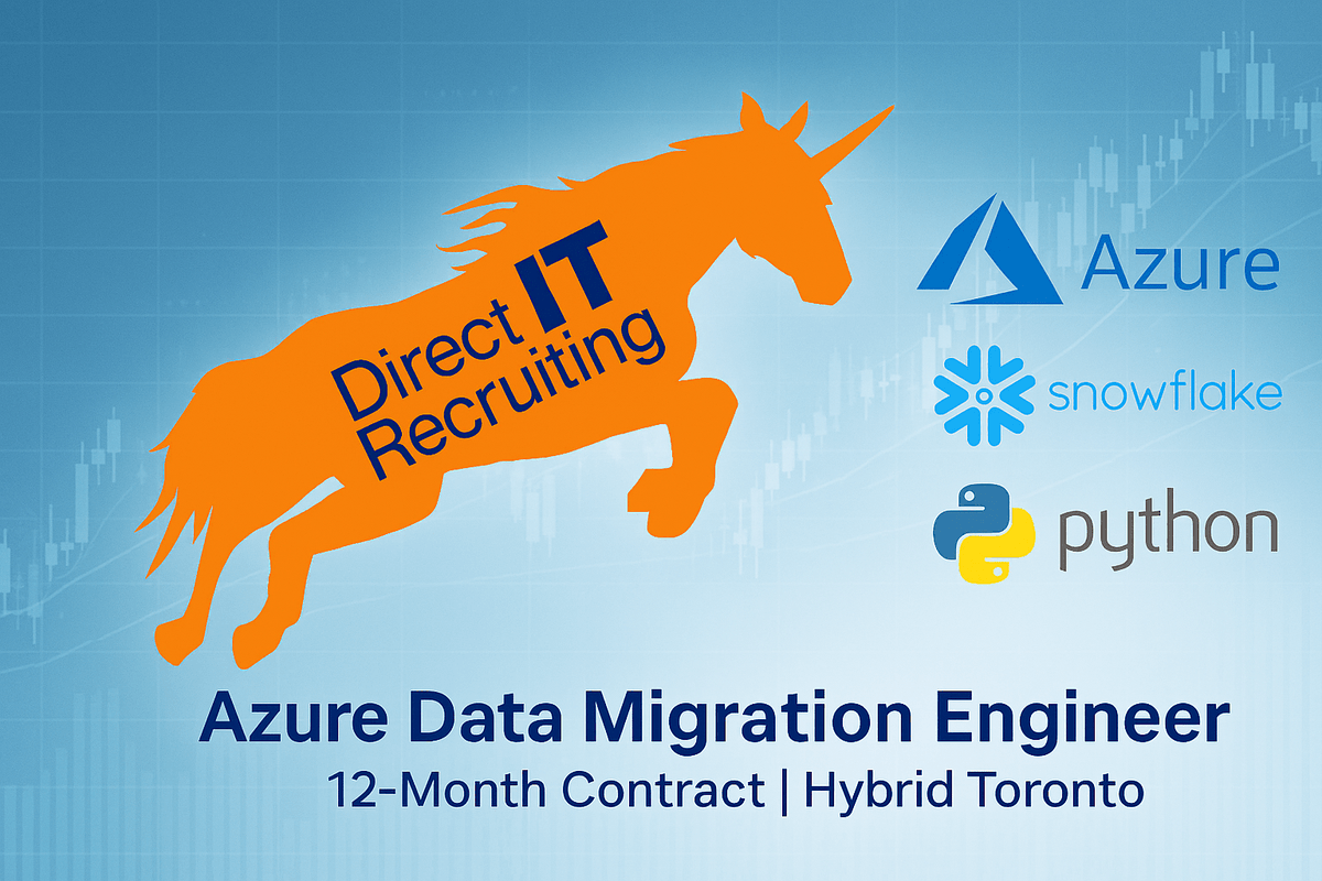 🔥 Hiring Azure Data Migration Engineer (1775) in Toronto 12-month contract, HYBRID, $100/hr 💰
📌 Apply now: directitrecruiting.com/job/azure-data…

#Hiring #jobs #CloudMigration #bank #Azure #Python #SQL #Snowflake #DirectITRecruiting #ETL #TechJobs #ITJobs #TorontoJobs #HybridWork