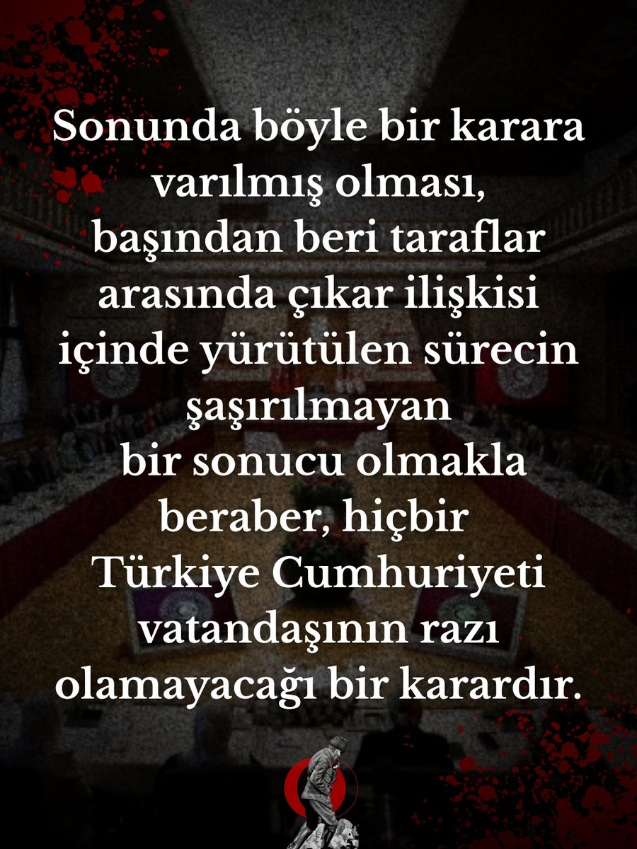 odtu_adt's tweet photo. İktidarın ve çıkar ilişkisi içinde bulunduğu hain ortaklarının terörist elebaşına umut hakkı tanıma ve serbest bırakma kararı, yüz kızartıcı bir karardır. Binlerce vatandaşımızın ölümüne sebep olmuş, cumhuriyet’e maddi manevi zararlar vermiş olan terör örgütünün alçak kurucusuna bir süredir yapılan methiyeler, verilmek istenen “barış elçisi” rolü sürecin en başından zararlı ve art niyetli yapıldığını zaten gösteriyordu. Sonunda böyle bir karara varılmış olması, başından beri taraflar arasında çıkar ilişkisi içinde yürütülen sürecin şaşırılmayan bir sonucu olmakla beraber, hiçbir Türkiye Cumhuriyeti vatandaşının razı olamayacağı bir karardır. Bu “rezalet süreci”, şüphesiz ki en başta Türk gençliğinin direnişi ile karşılaşacak ve yürütelemeyecek bir süreçtir. Hali hazırda Türk yargısının iktidarın oyuncağı haline geldiği ve birçok terörle bağlantılı şahsın serbest bırakıldığı bu ortamda, hiçbir Türk vatandaşının bu karara sabrı kalmamıştır. İktidar ve Türk Ulusunun kuyusunu kazmaya çalışan çıkar ortakları bilmelidirler ki bu kararı uygulamak adına atılacak herhangi bir somut adım, hepsinin sonunu getirecek bir tepkiyi körükler. Türk ulusu, şehitlerinin kanı elinde olan terörist elebaşına asla merhamet etmeyecektir. 

Affı mümkün olmayan, alçak katil çürümeye ve yok olmaya mahkumdur. Aksi bir duruma Türk milletinin rızası asla ve kat’a yoktur!

#ODTÜ
#Kemalizm