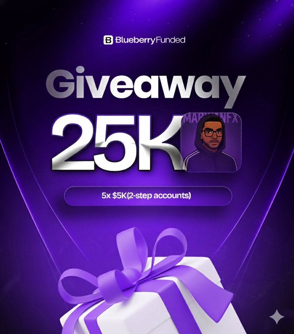 Marwan_fx01's tweet photo. 5X$5K 
TO ENTER

FOLLOW
 @BlueberryFunded 
@BBFAffiliates 
@Marwan_fx01 
@liquiditykillr 
@0thayyab0 

LIKE AND REPOST
TAG 3 TRADERS
ENGAGE ON QUOTED POST

WINNERS IN FEW DAYS https://t.co/kfzYWemT1g