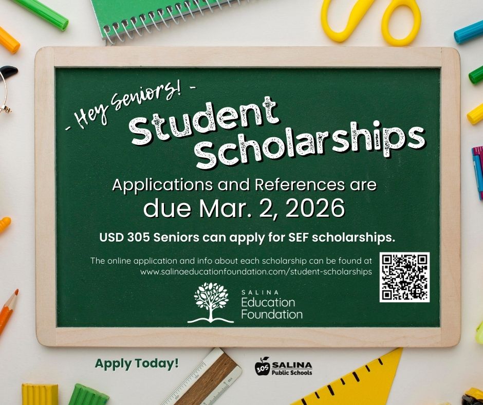 Hey Seniors! Did you know you have scholarship opportunities through the Salina Education Foundation?  Take a look at all the terrific opportunities for both Salina Central &amp; Salina South seniors. <a href="/USD305/">SalinaPublicSchools</a> <a href="/USD305Central/">Salina High Central</a> <a href="/SouthHSCougars/">Salina South High School</a> 
salinaeducationfoundation.com/student-schola…
