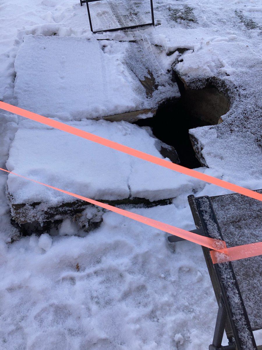 The snow plow fellow went too far &amp; destroyed my cistern &amp; concrete area. Part of his truck ended up in the ‘round’ area. 😳
My home I was built in 1913…an oldie. The original owners stored watermelons in the cistern to keep them chilled.