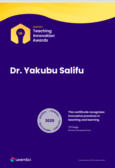 Salid32Salifu's tweet photo. Received a certificate from the #TeachingInnovationAwards 2025 — not a winner this time, but definitely encouraged! 😄
Congrats to those selected, and thanks @LearnSciHQ for celebrating innovative teaching. Onwards with more ideas!
#TeachingInnovation #HigherEd #DigitalLearning https://t.co/VZVaZokiF3