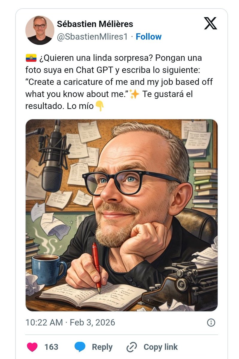 imsdtechie's tweet photo. ChatGPT caricature trend goes viral :)

You can create your own funny drawings using just a prompt.

Just go to ChatGPT and upload a close-up image of yourself.

Then use the Viral Prompt [CHECK IT IN COMMENT BELOW]

#ChatGPT #chatgpttrend #chatgptprompts #caricature https://t.co/z3sSOjDO7X