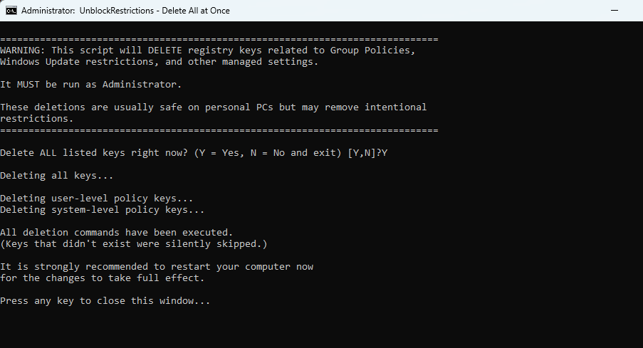 UnblockPolicies 1.0 released. This script unblocks 'Some Settings Are Managed by Your Organization'. See here: phrozennews.blogspot.com/2026/02/unbloc… <a href="/the_sz_dev/">the sz development</a> <a href="/majorgeeks/">MajorGeeks</a>