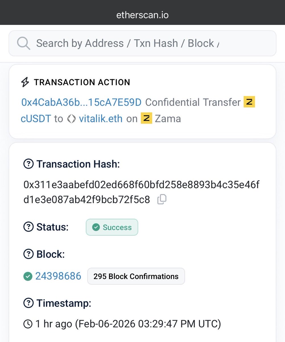 bilalelalamy's tweet photo. @VitalikButerin Last march in San Francisco; we were discussing privacy and your argued FHE won’t scale and that zK was the only way? 
Well, i just sent you some #cUSDT powered by @zama, on your @ethereum wallet-no bridging required. 
I let the community guess the amount 😂🤣 https://t.co/FquM2SnRAk