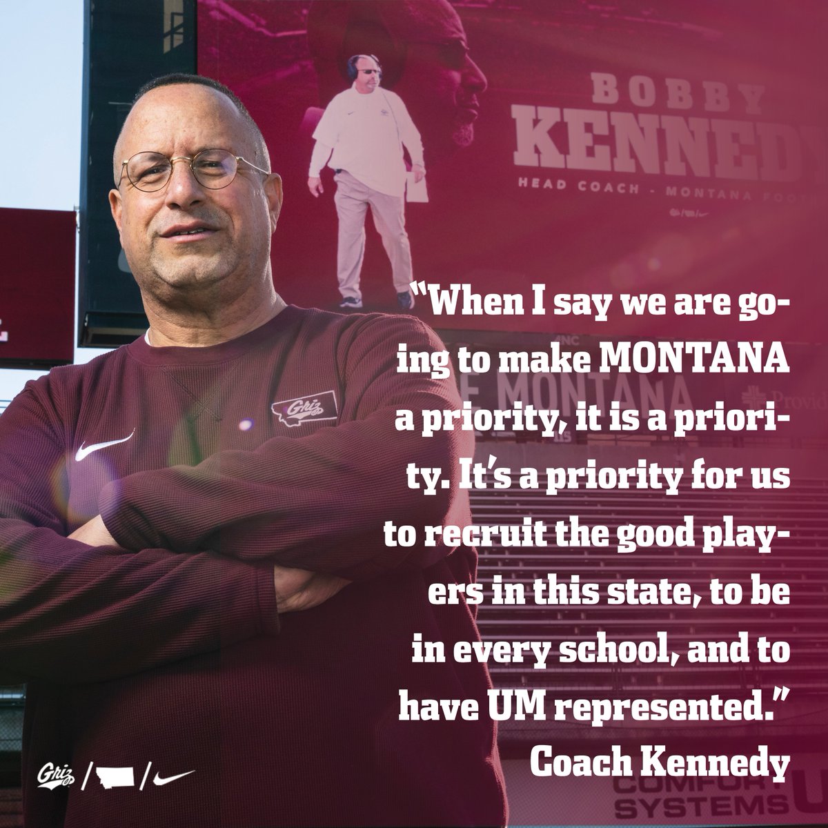 MontanaGrizFB's tweet photo. A coach for our players, a coach for our state 🫡

The @Coachbk_griz era is here!

#GoGriz https://t.co/Nfn9nmTOB6