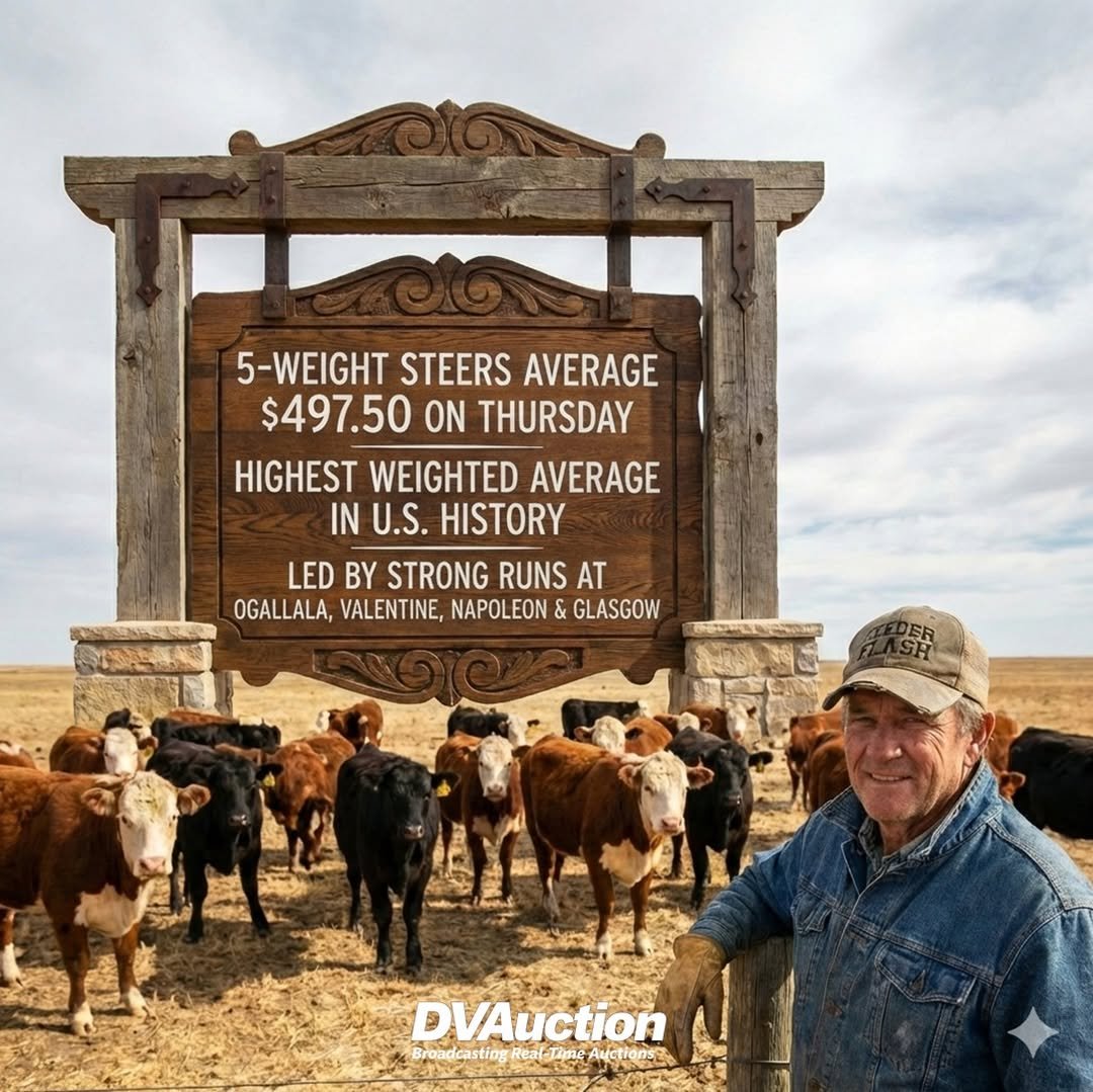 5-Weight Steers Average $497.50 on Thursday Highest Daily Weighted Average in U.S. History!