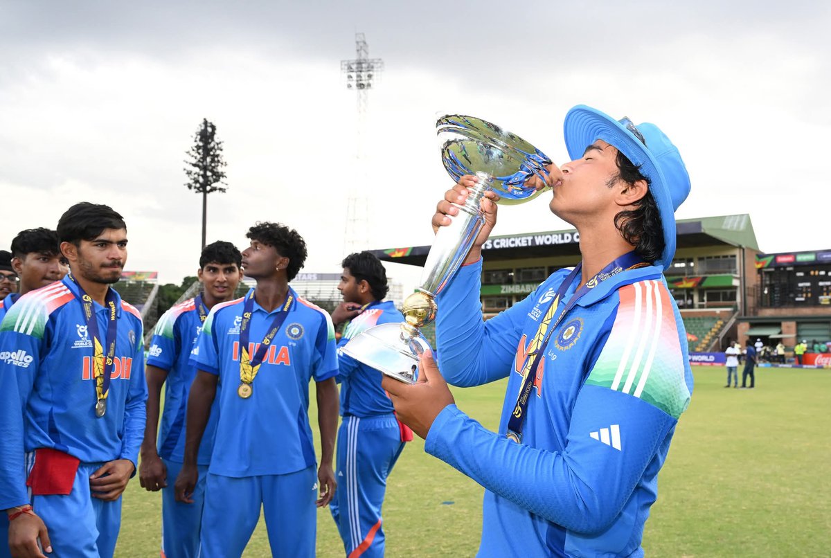 KDADeafofficial's tweet photo. Vaibhav Sooryavanshi's record-breaking 175 off 80 balls was indeed a masterclass! He smashed 15 fours and 15 sixes, becoming the highest individual scorer in a U19 World Cup final. This incredible knock also made him the youngest centurion in the tournament's history. 
#Champions https://t.co/nayD7fCEyU