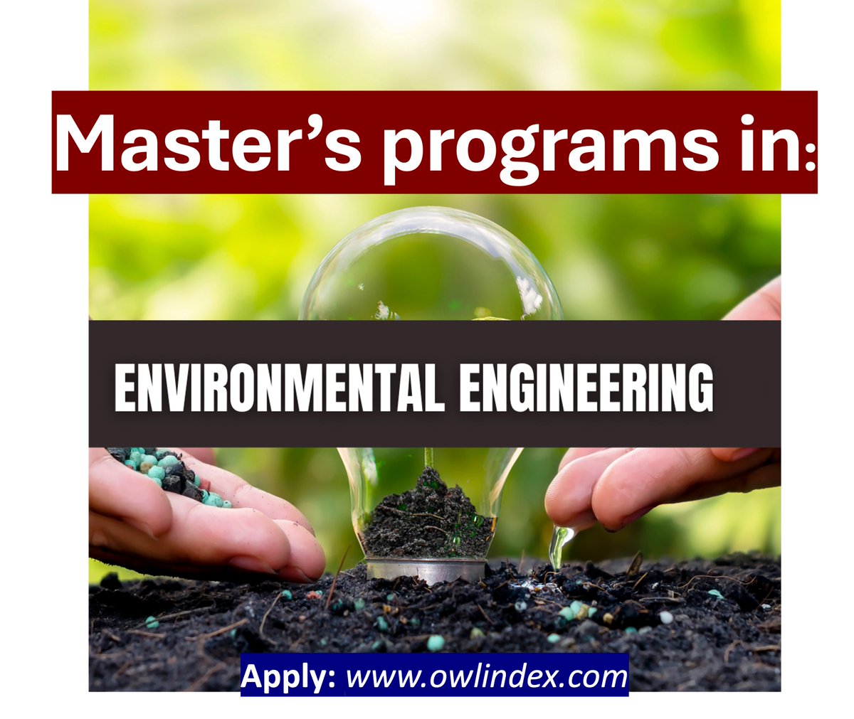 owlindex's tweet photo. Explore Master’s programs in Environmental Engineering here! 🌍✨
https://t.co/bnri7OEp5h

#Owlindex #EnvironmentalEngineering #MastersDegree #ms #msc #masterposition #masterprogramm #research #master #Environment #Environmentaljob #Environmentjob https://t.co/dF47yAE3mC