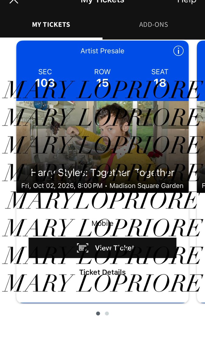 mcl4131's tweet photo. hey hey! i’m selling 2 tickets to Harry’s show at MSG on 10/2! sec 103 seats 18 + 19! 

$1,000 each / $2,000 total

I’m happy to provide any proof needed! Message me if interested ✨ paypal g&amp;s only 🫶

harry styles new york https://t.co/pfoQNmi3OD