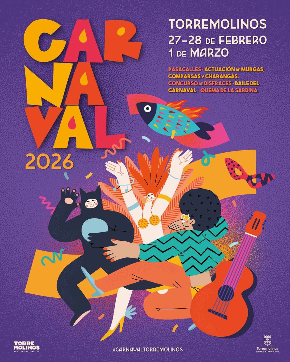 Antonio Pareja ‘El Varilla’ pregonará el Carnaval de Torremolinos 🥳 

🗓️27 y 28 de febrero y el 1 de marzo, y contarán con concursos de disfraces, pasacalles, baile de carnaval y quema de la sardina.

Carnaval de Torremolinos 2026:
⏰ 27 y 28 de febrero y 1 marzo