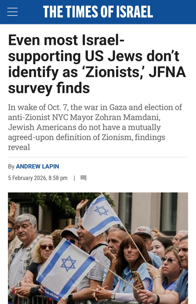 A new poll shows Jews, even ones who believe in Israel's right to exist and feel a strong connection to it, are less likely to "identify" as Zionists. 

I'm sure some bigots will try to use this as a "gotcha," to show Jews and Israel are separable after all. 

But the "joke" is