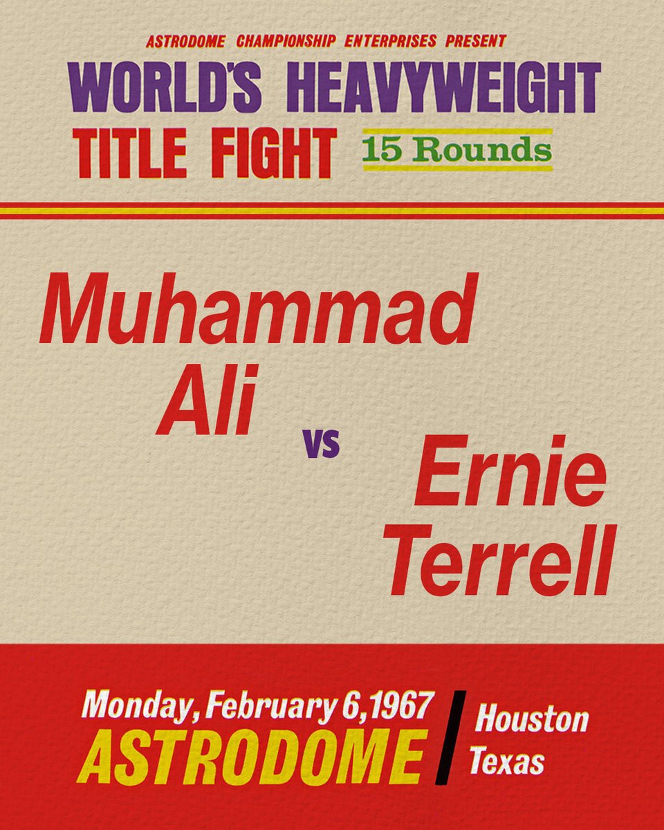 MuhammadAli's tweet photo. On this day in 1967 🥊
Muhammad Ali triumphed over Ernie Terrell in a 15-round bout to regain the World Boxing Association title, previously stripped from him due to his refusal of military induction.
#MuhammadAli #Boxing #Champion #GOAT #ErnieTerrell #WBATitle #Military https://t.co/WO9OtVhNDl
