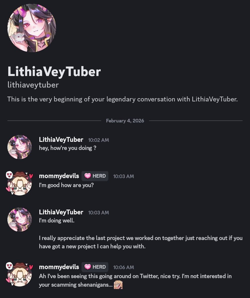 ‼️VGEN/DISCORD SCAM PSA‼️
Not sure if anyone has seen this, but there seems to be a new type of scam going around on Vgen/Discord??

Someone made a discord impersonating me, checked on Vgen for my past clients' discords, and messaged them trying to scam them. If you saw this