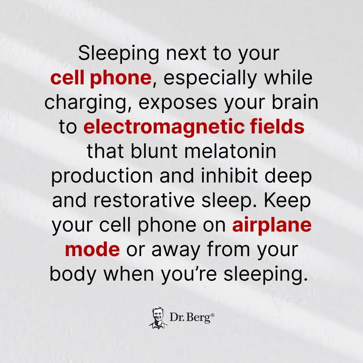 Are you guilty of sleeping next to your cell phone?

These devices put out invisible electromagnetic fields (EMFs) that interact with your body’s electrical fields in the brain, heart, and deep in the cells.

In addition to disrupting sleep, EMF exposure may play a role in:
-High