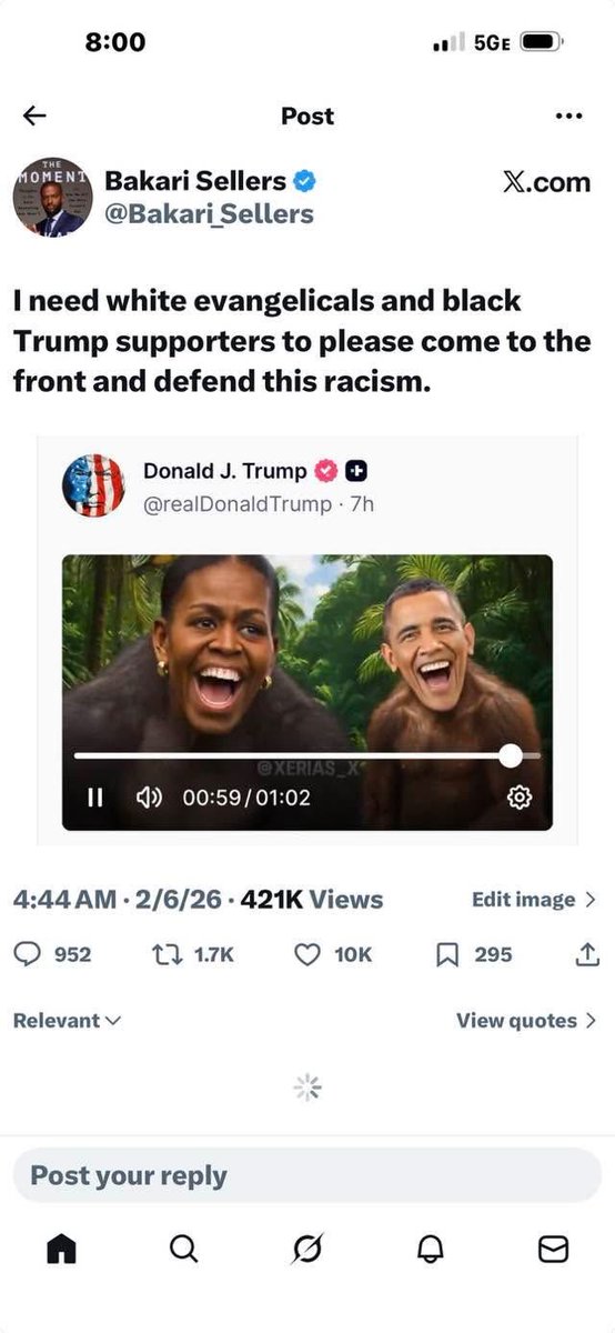 DerreckCooper's tweet photo. FDT! So because Old man Trump is mentally ill and shits himself in public, I’m suppose to ignore the fact that he post racist things like this? Anyone offended by this is just showing Fake Outrage. Die already! https://t.co/9ZlSN0KESk