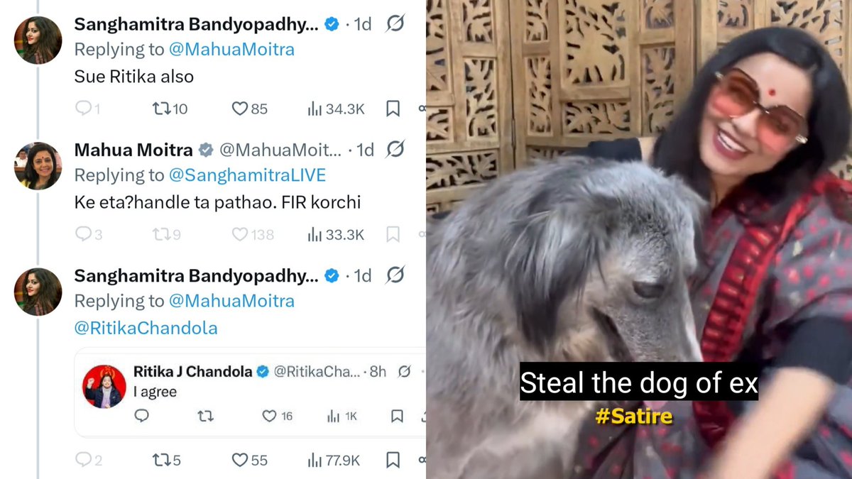 In the name of FIR, Mahua Moitra is pursuing a personal vendetta.

Ritika Chandola once made a satire video in which she mimicked Mahua Moitra.

She has nothing to do with the fake or alleged leaked chats. Yet, Mahua is ready to file FIR against her just because someone told her