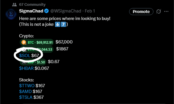 WSigmaChad's tweet photo. Sooo, the $SOL bottom was $67 and i called it here in the community!

@solana