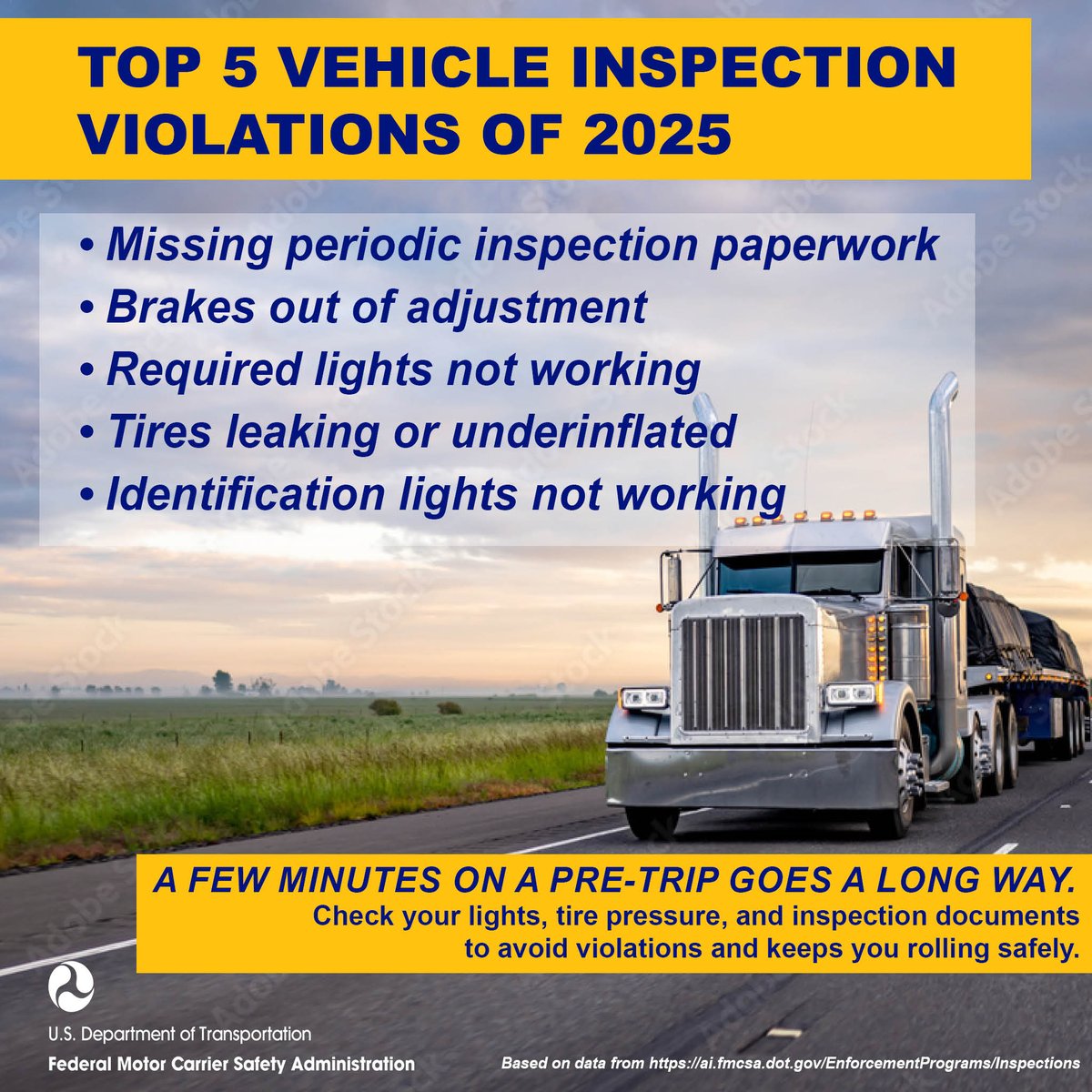 FMCSA's tweet image. Drivers, let us know. What helps you stay road ready?  Share your best practices in the comments below. 
#RoadReady #KeepEarning #CMVsafety #PreTrip
