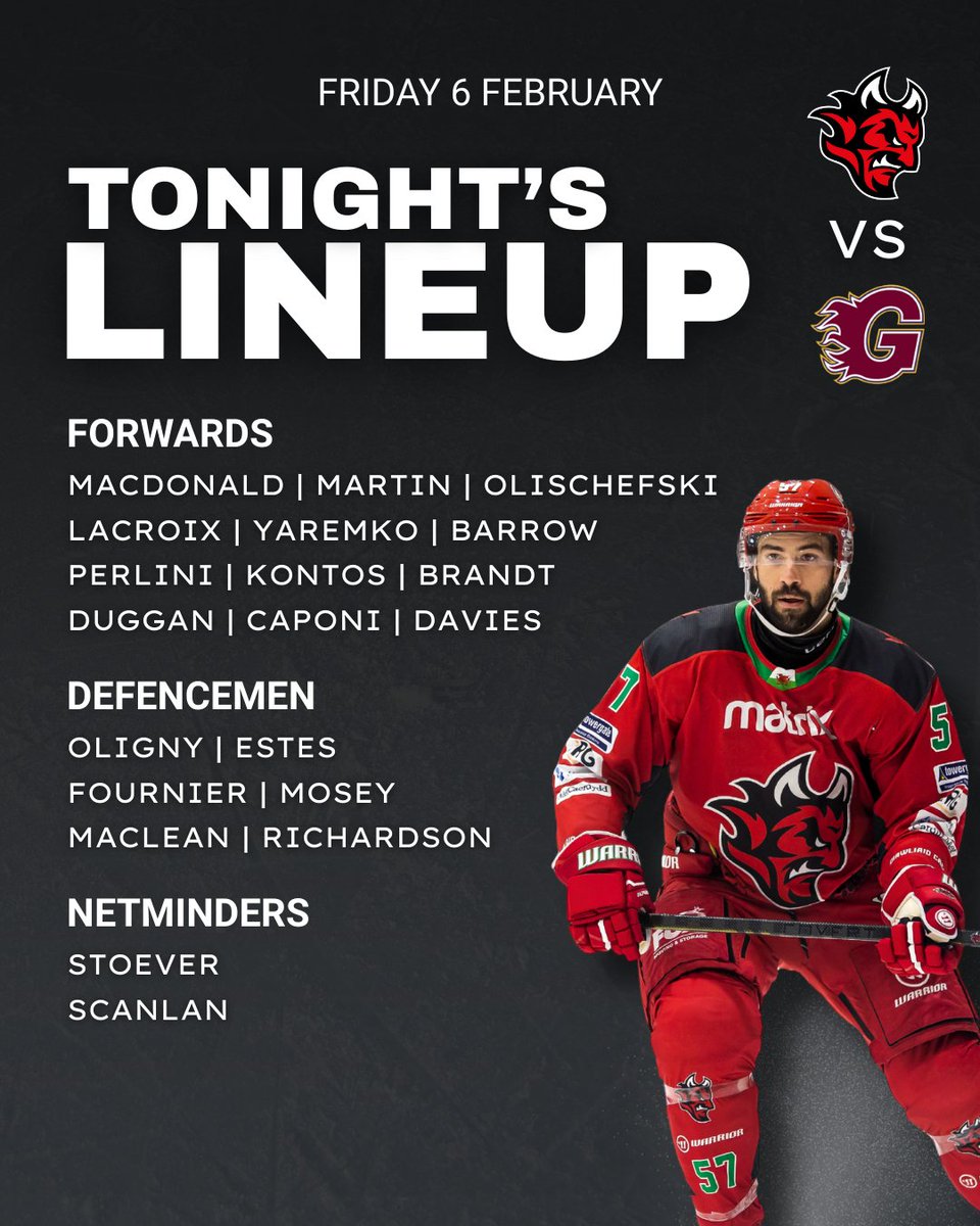 cardiffdevils's tweet photo. 𝗧𝗼𝗻𝗶𝗴𝗵𝘁'𝘀 𝗟𝗶𝗻𝗲𝘂𝗽 😈🏒 https://t.co/SjkzsgXPQJ