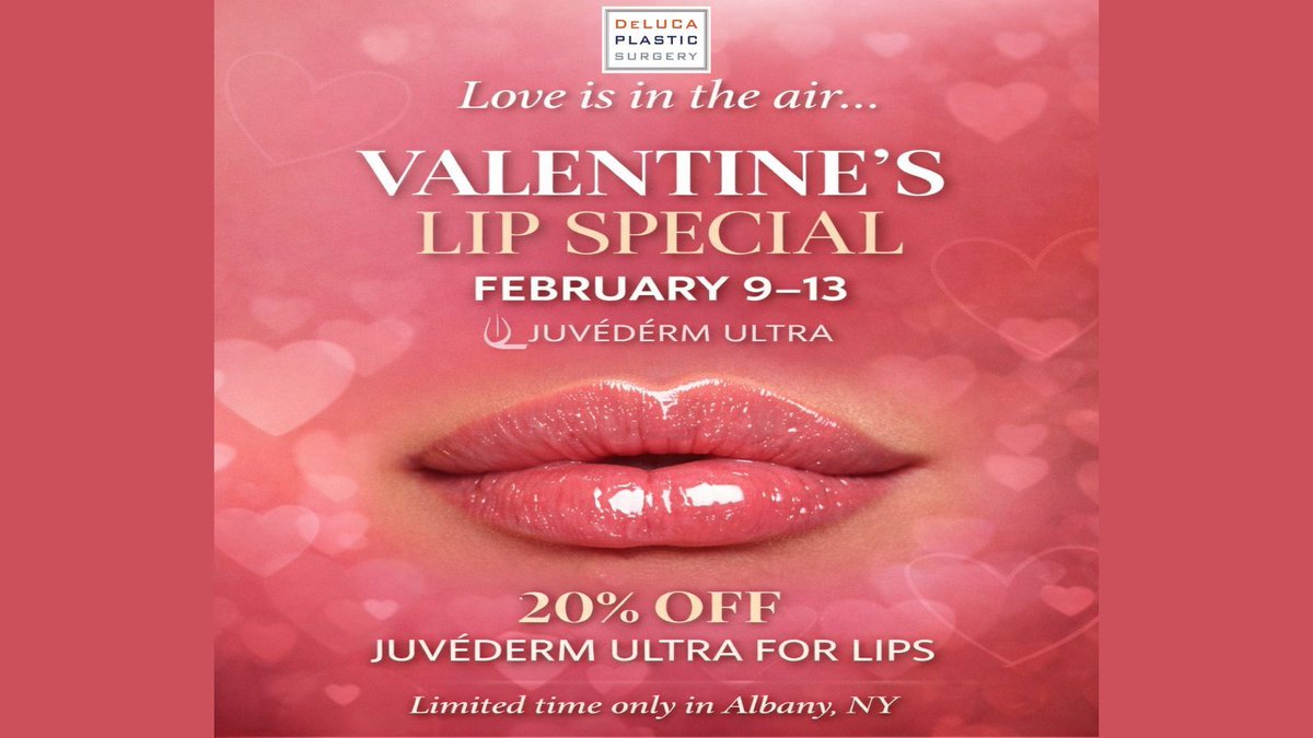 Love is in the air 💋
Valentine’s Lip Special coming Feb 9–13
20% off JUVÉDERM® Ultra for lips 💘

#ValentinesLips #AlbanyNY #JuvedermUltra