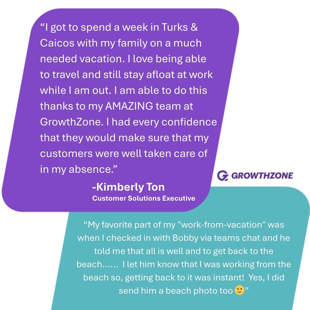 We’re happy to feature Kimberly Ton this week in our Work from Anywhere spotlight!
“I love being able to travel and still stay afloat at work while I am out.” 🌊
#WorkFromAnywhere #GrowthZone #RemoteWork