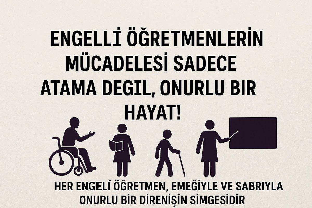 Bir avuç insanın sabrı, yılların emeğini taşıyor. Engelli öğretmen atama bekleniyor.
<a href="/RTErdogan/">Recep Tayyip Erdoğan</a> <a href="/dbdevletbahceli/">Devlet Bahçeli</a>
<a href="/Yusuf__Tekin/">Yusuf Tekin</a> <a href="/PrfDrFilizKilic/">Prof. Dr. Filiz KILIÇ</a>
<a href="/tcmeb/">Millî Eğitim Bakanlığı</a> <a href="/cftcblnt/">Bülent ÇİFTCİ</a> <a href="/omurfatih/">Ömür Fatih Karakullukçu</a>
 <a href="/farukyelkenci/">Ömer Faruk Yelkenci</a> <a href="/memetsimsek/">Mehmet Simsek</a>
<a href="/oktay_saral/">Oktay SARAL</a>  <a href="/AYMBASKANLIGI/">Anayasa Mahkemesi</a> <a href="/tihek_kurumsal/">TİHEK 🇹🇷</a> 
#EngelliÖğretmenEKPSS2024