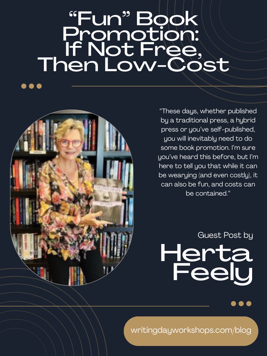 writingdaywksp's tweet image. “Fun” Book Promotion: If Not Free, Then Low Cost

We have an AMAZING guest post from Herta Feely for you today! If you’re publishing your book, you do NOT want to miss Herta’s tips!

Read her post: tinyurl.com/FunBookPromo

#author #writercommunity #amwriting #publishing