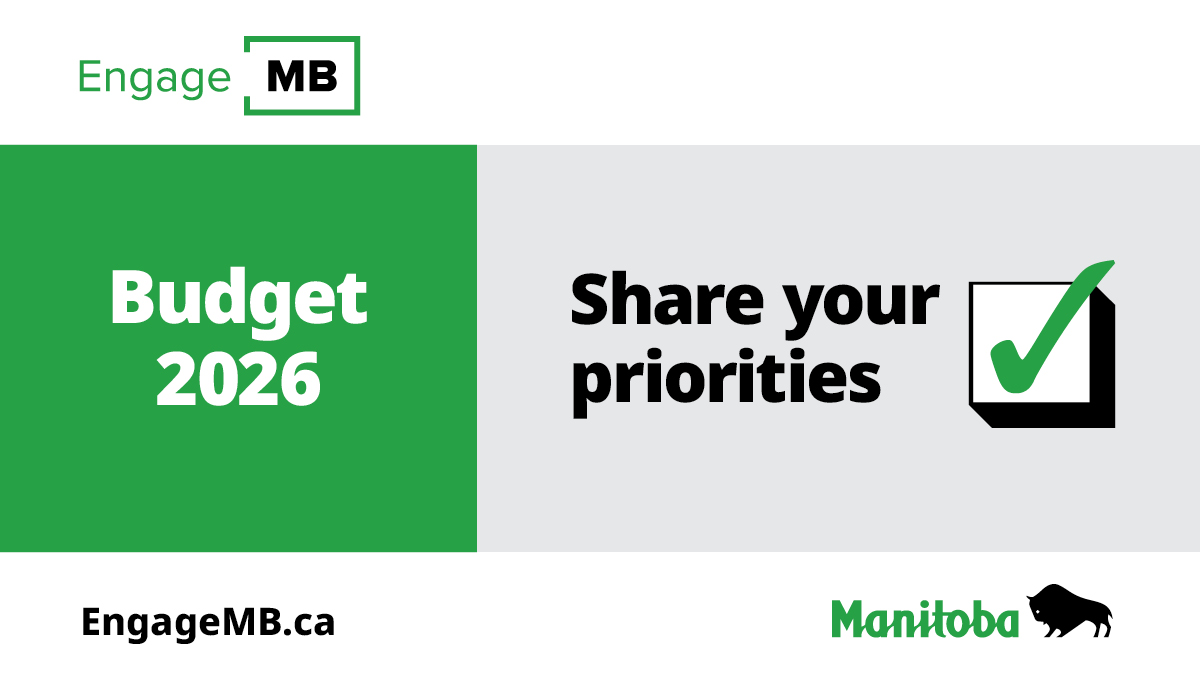There are several ways you can help shape Manitoba’s provincial budget:
✅ Take the survey
✅ Attend a public meeting in Winnipeg, Brandon, Flin Flon or Gimli
✅ Join a telephone town hall
Learn more at bit.ly/49hukzZ. #EngageMB #MBBudget2026