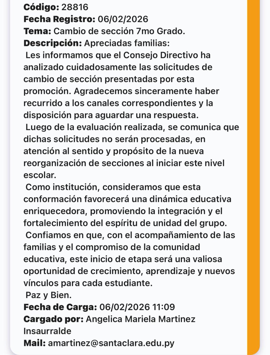 Francis970AM's tweet photo. ACUSAN AL COLEGIO PRIVADO SANTA CLARA DE IGNORAR PROTOCOLOS DEL MEC A FAVOR DE LOS NIÑOS/AS El colegio rechaza los pedidos de cambio de sección solicitados por los padres para sus hijos que sufrieron bullying escolar. Realizarán la denuncia ante el MEC. @MECpy https://t.co/w2vOzeKbLA