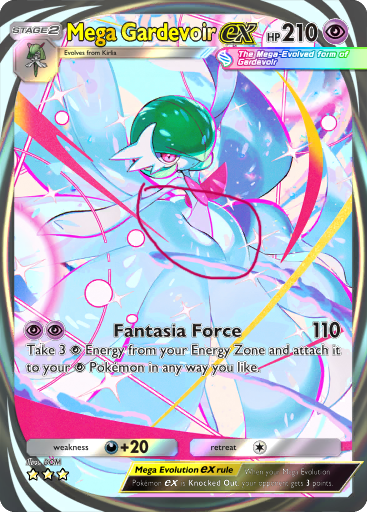 AbsoluteVergil's tweet photo. things you can't unsee. This is the Mega Gardevoir EX Card from Pokemon TCG pocket Fantastical Parade.
Look at where I circled. 
that part looks like a woman's private area... #FantasticalParade #Gardevoir #YouAreWelcome #cursed https://t.co/7jJJSwvX5c