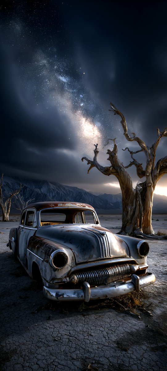 Halleyapps's tweet image. Calculating the decay rate of matter against the permanence of light. High dynamic range capture focusing on texture oxidation and stellar rendering. A study in isolation.
#Midjourney #DigitalArt #Atmosphere