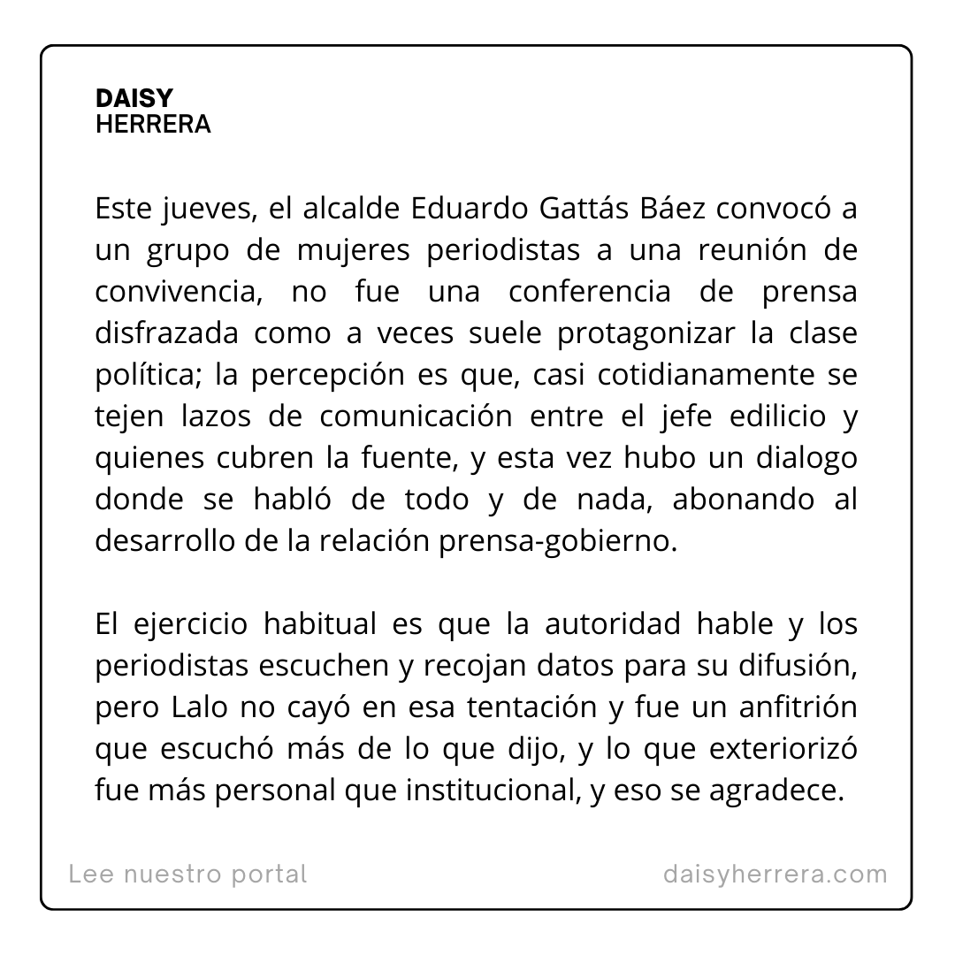 #ElPuntoEs 🔴 Gattás y su convivencia con mujeres periodistas

✒️La opinión de Ana Luisa García 

#Tamaulipsa #Reynosa #Matamoros #NuevoLaredo #CdVictoria #Tampico #Madero #Altamira

tinyurl.com/yeyu7u3x
