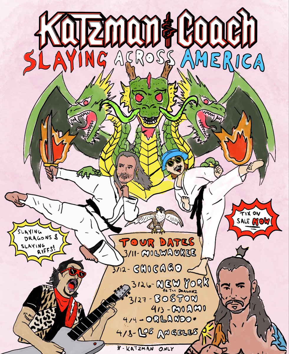BKdegreaser69's tweet photo. ⚔️WE’RE SLAYING DRAGONS🐉 MELTING FACES 😭 and CRUSHING ENEMIES IN THE NAME OF 🎸ROCK🪨 ACROSS AMERICA NEXT MONTH!

Katzman &amp; Coach Tour! 

*just Ben Katzman

🎫 IN THE 🔗
📸 @wolfdogcreative

#coachwade #dragonslayer #benkatzman #survivor50 #rock https://t.co/0RdEpjzKUp