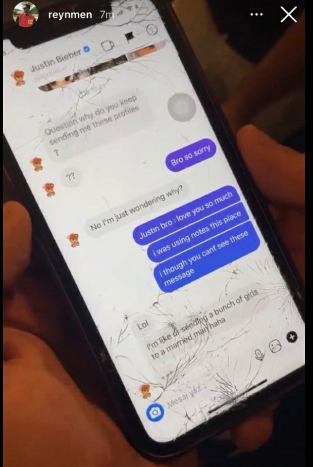 When justin bieber asked someone to stop sending him girls profiles because he's a married man😭