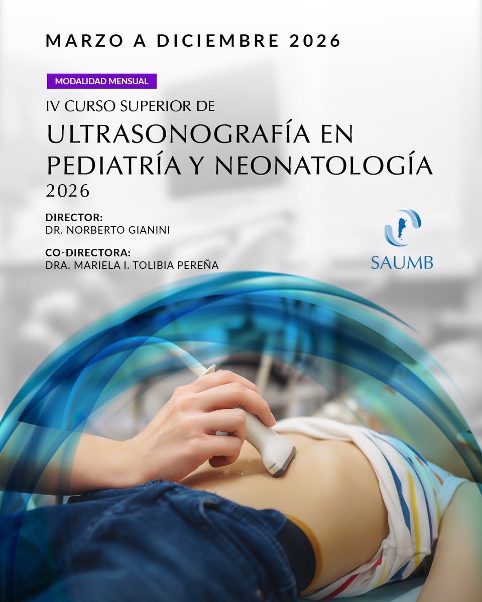 👶🩺 IV Curso Superior de #Ultrasonografía en #Pediatría y #Neonatología
📅 Edición 2026

📝 Inscripciones abiertas

🔗 Más info en 👉
saumb.org.ar/curso/c/IV-Cur…

-----
#SAUMB a la vanguardia de la docencia en #ultrasonido