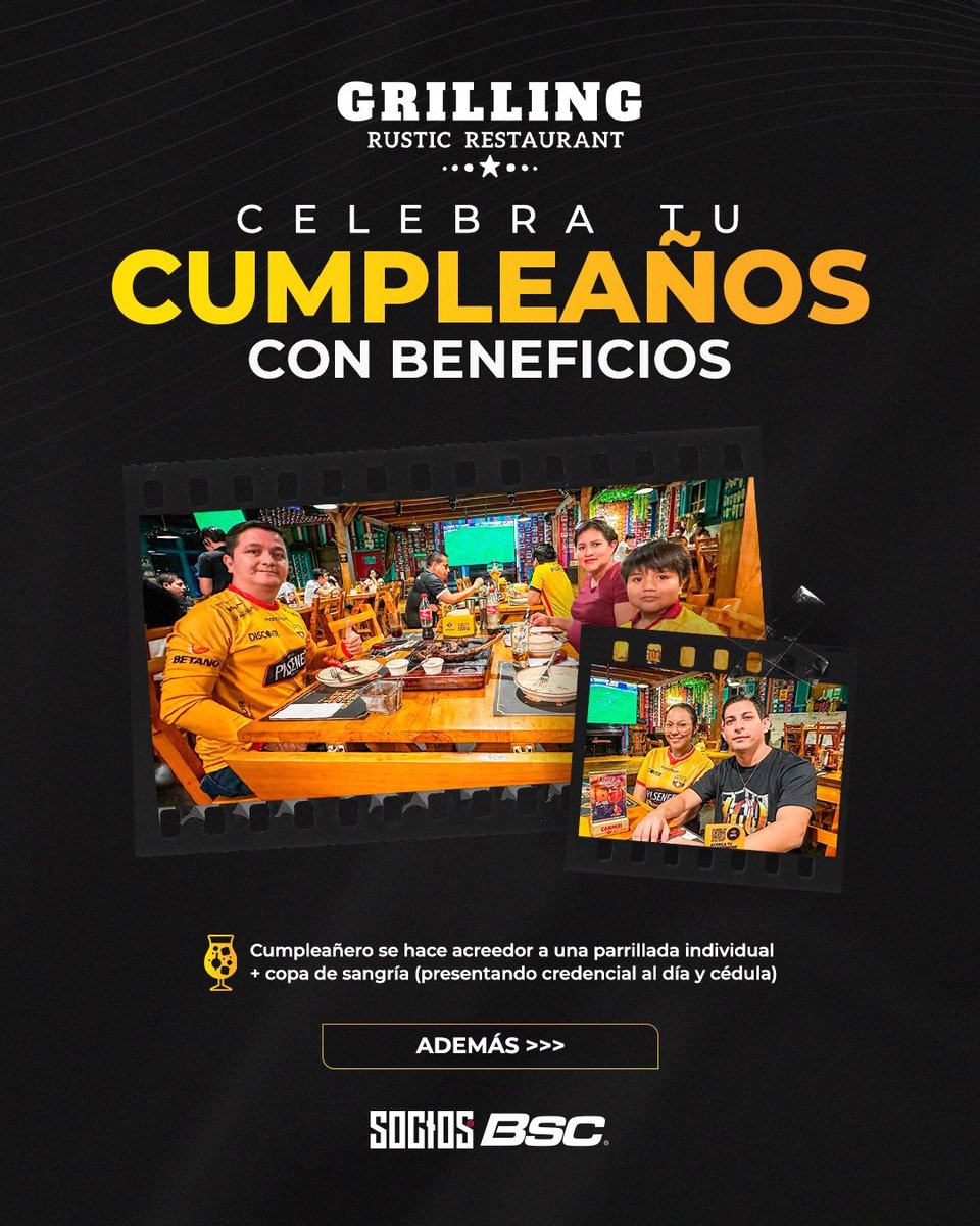 sociosbsc's tweet photo. Si tu cumpleaños es en febrero 🎂
¡Tu parrillada y copa de sangría te esperan en #GrillingRustic!🔝
🪪 Beneficio exclusivo para @sociosbsc al día.
#BarcelonaMiPasión https://t.co/qerv094v2o