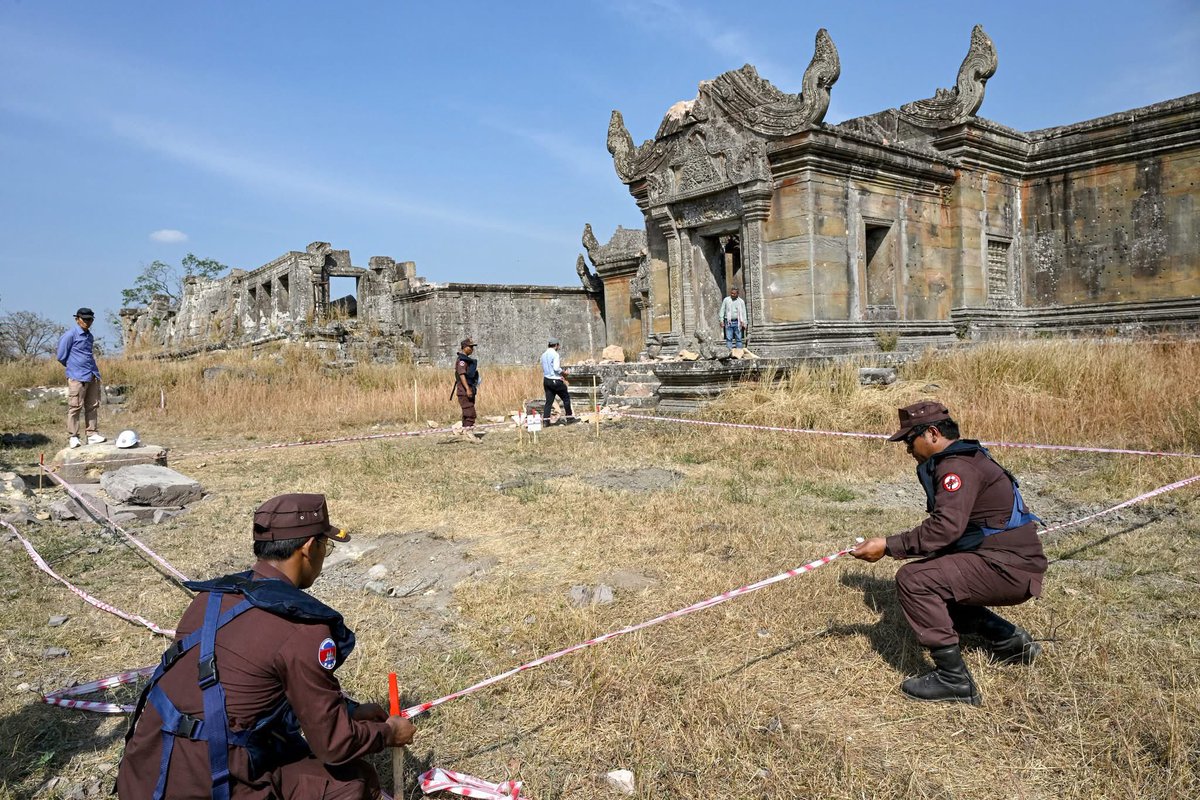 Chunks of broken sandstone litter Cambodia's UNESCO-listed Preah