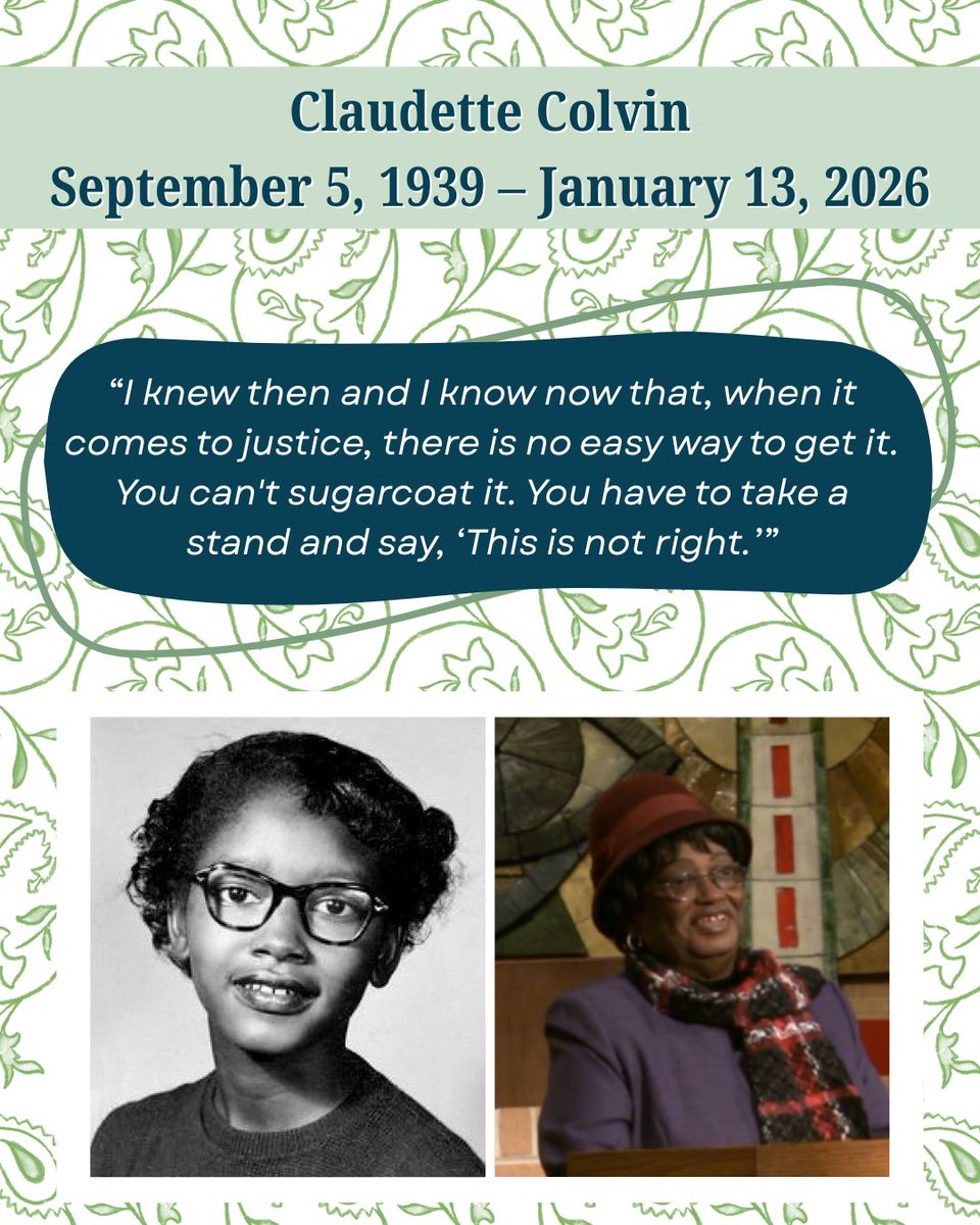 LN4S's tweet photo. This Transit Equity Day, we remember Claudette Colvin, the civil rights icon who passed away last month at age 86. Colvin refused to move from a bus in Montgomery, Alabama when she was 15 years old riding home from school, 9 months before Rosa Parks did. https://t.co/B0SAHMg2Mo