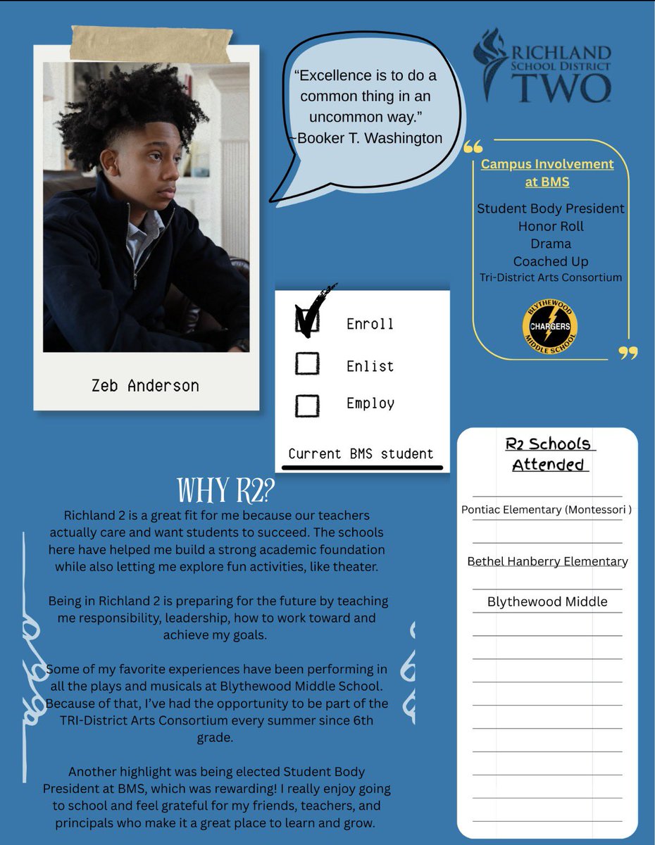 Richland Two Schools:  The BEST Choice!  <a href="/RichlandTwo/">Richland School District Two</a> <a href="/BethelHanberry/">Bethel-Hanberry Elementary</a> <a href="/PontiacElem/">Pontiac Elementary</a> #BMSMakeItHappen!