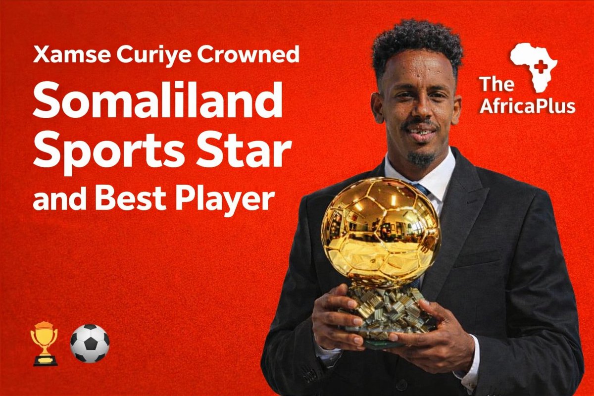 TheAfricaPlus's tweet photo. #Sports hamse Curiye Crowned Somaliland Sports Star and Best Player 

Hamse Curiye has won the Somaliland Sports Star (Best Player) award after delivering outstanding performances in competitions. He showcased exceptional talent, leadership, and consistency, earning wide recognition from fans and sports experts alike. 

This achievement highlights his hard work and signals a bright future ahead in his sporting career. 

#SPORTS #Somaliland #championsleague #TheAfricaPlus #Djibouti #Somalia #AU #UN #Uganda #france #Kenya #FIFA #CAF