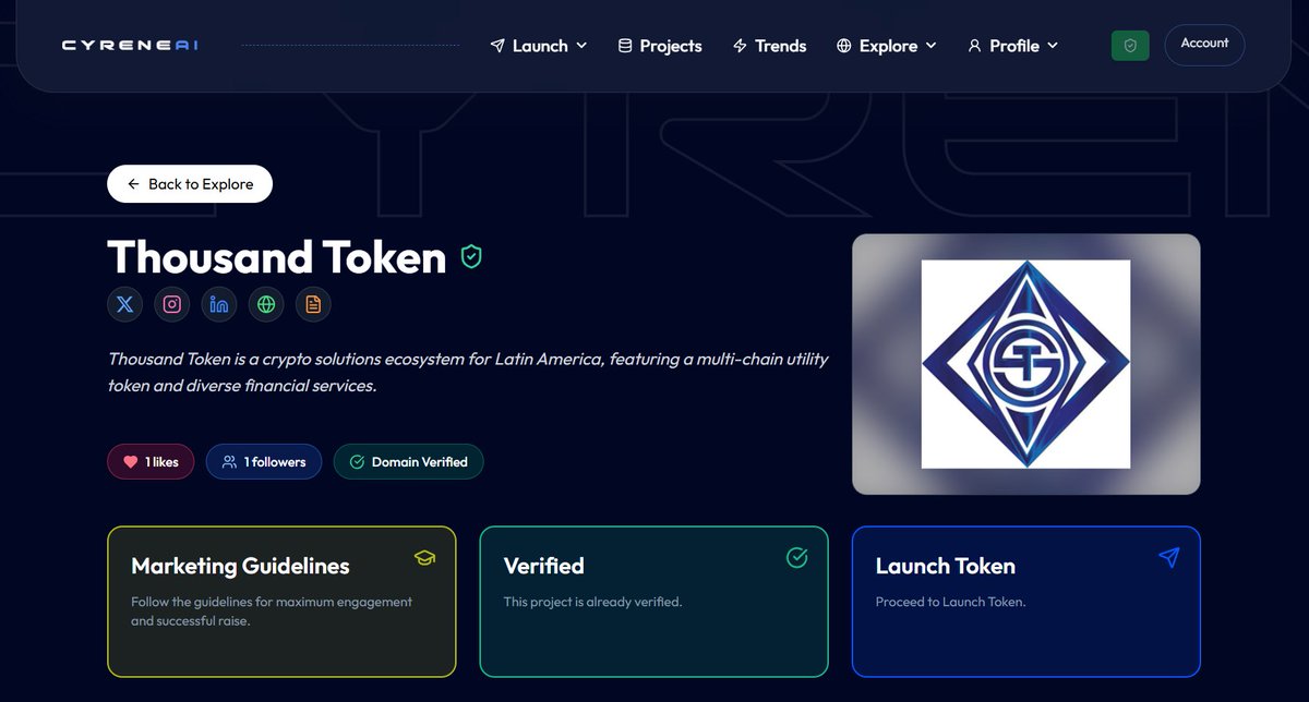 ThousandToken's tweet photo. ✅ Green badge! 🎉

Thousand Token is officially verified at @CyreneAI

The road to launch continues. 👀

More news coming soon 🚀

@CyreneAIFlows 

#thousandtoken #CyreneAI  #Web3 #SolanaGems https://t.co/zhsi5aNBZn