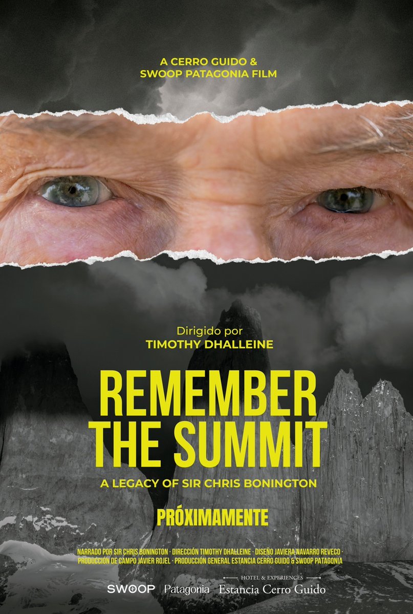 Orgulloso de anunciar que se viene un gran documental, sobre la vuelta a la Patagonia chilena 🇨🇱 de uno de los montañistas más grandes de la historia - Sir Chris Bonington - con 91 años. Fue el 1ro en escalar la Torre Central del Paine en 1963. Convive con la enfermedad de
