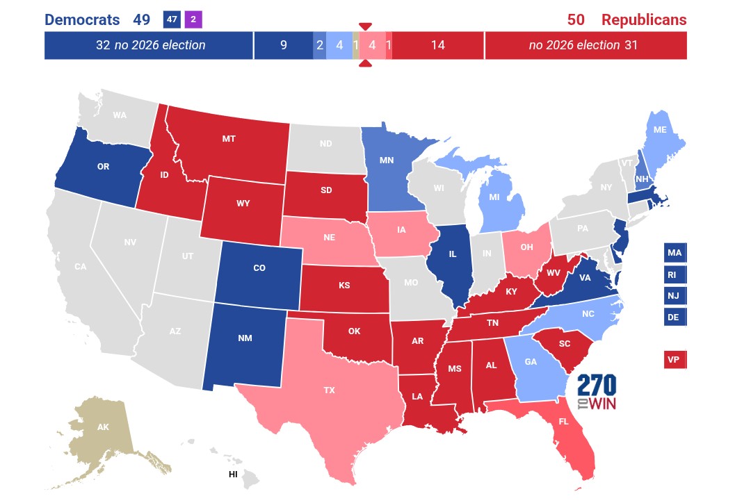 .<a href="/Polymarket/">Polymarket</a> - 2026 U.S. Senate (chance of winning)

NORTH CAROLINA 
🟦 Democrat: 78% (flip)
🟥 Republican: 22%
—
MAINE 
🟦 Democrat: 69% (flip)
🟥 Republican: 30%
—
GEORGIA 
🟦 Democrat: 79%
🟥 Republican: 20%
—
MICHIGAN 
🟦 Democrat: 77%
🟥 Republican: 16% 
—
ALASKA 
🟥 Dan